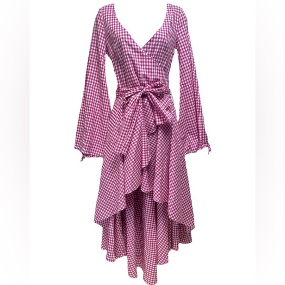 Caroline Constas Dresses & Skirts - Caroline Constas Lena Gingham Wrap Dress Size XS Date Night Cocktail Party Check